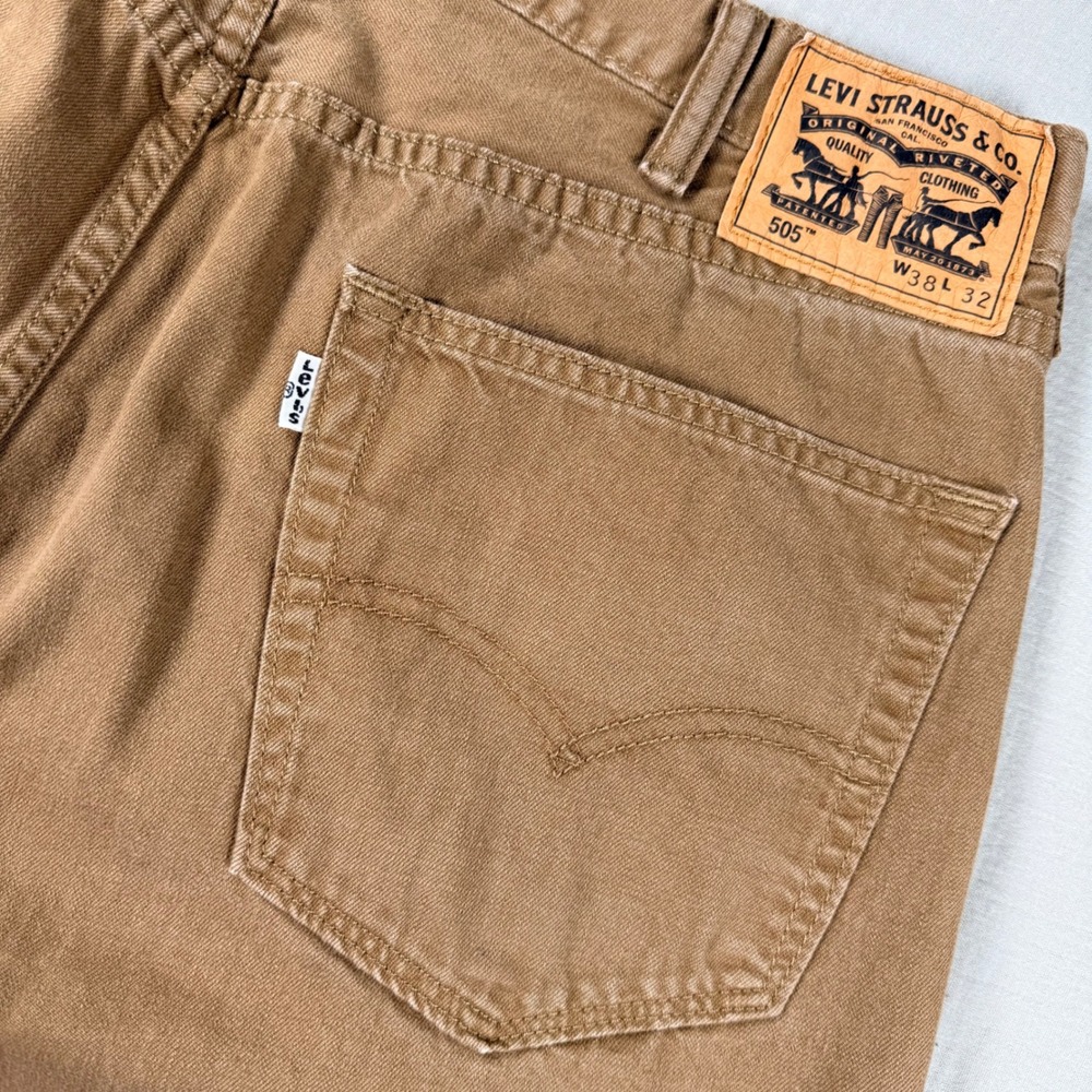 Levis 505 Mens Jeans 38x32 (36x30) Regular Fit Straight Leg Jeans Coyote Brown